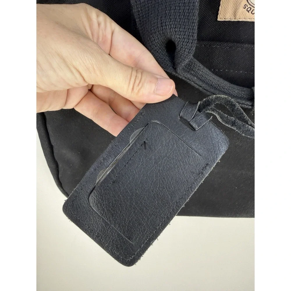 Lands' End Vintage Canvas Leather Square Rigger Bag Black Briefcase Adjustable